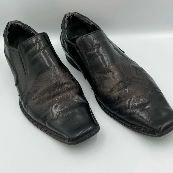 Guess Men's Marciano Black Leather Vintage Slip-On Shoes 12 Western‎ Chic Slick - Picture 2 of 16